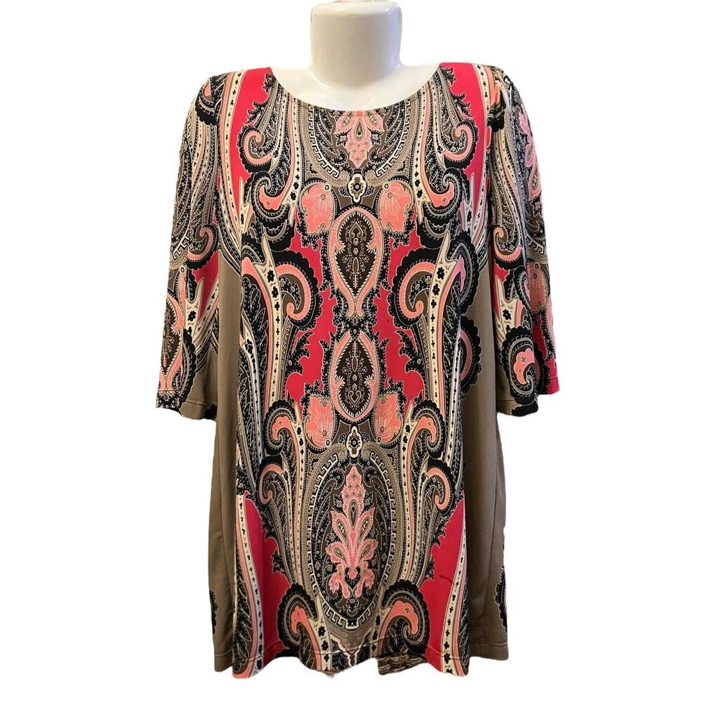 Alfani Women's Multicolor Paisley Print 3/4 Sleeve Tunic/Short Dress | Size M